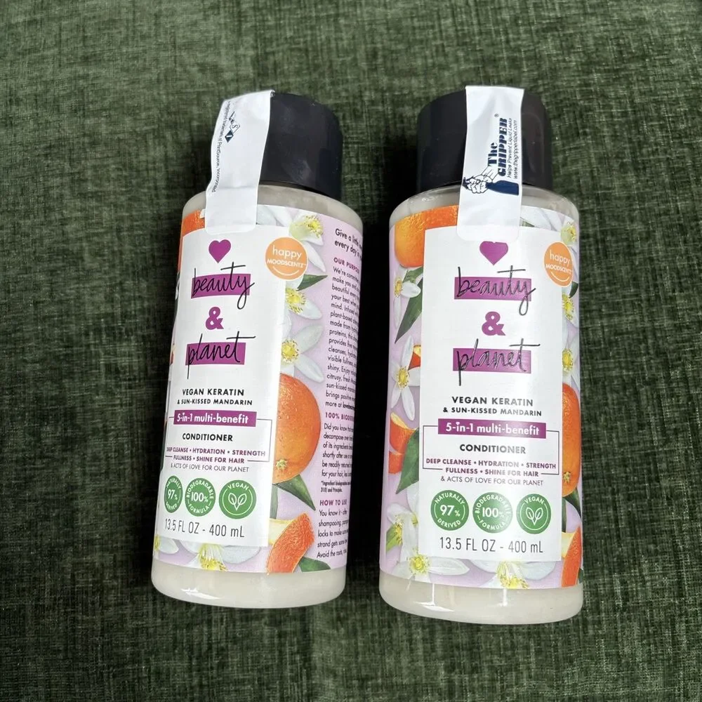 2 Pack Love Beauty & Planet Vegan Keratin Sun-Kissed Mandarin conditioner 13.5oz
